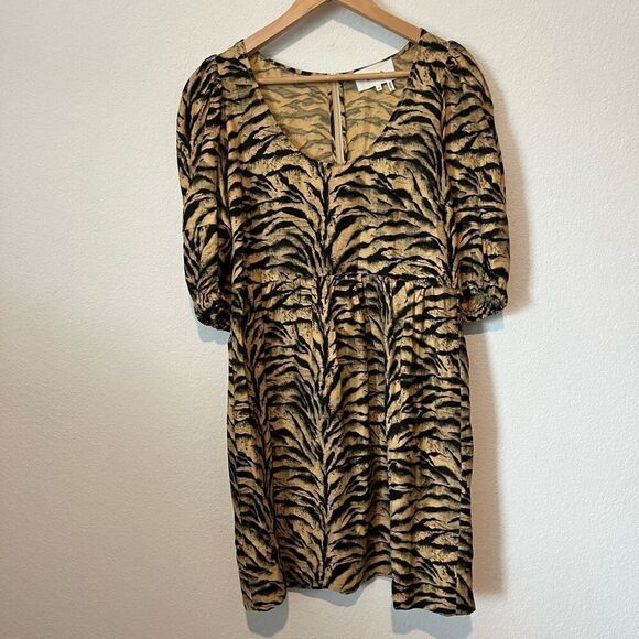 Ba&Sh Zola Animal Print Mini Puff Sleeve Dress Women’s US 6 - Picture 2 of 7